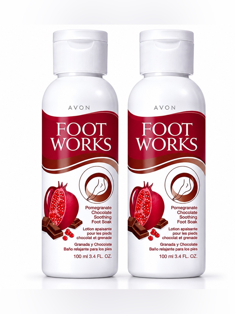 AVON 2 PIECE FOOTWORKS POMEGRANATE CHOCOLATE FOOT SOAK (NEW WITH TAGS)